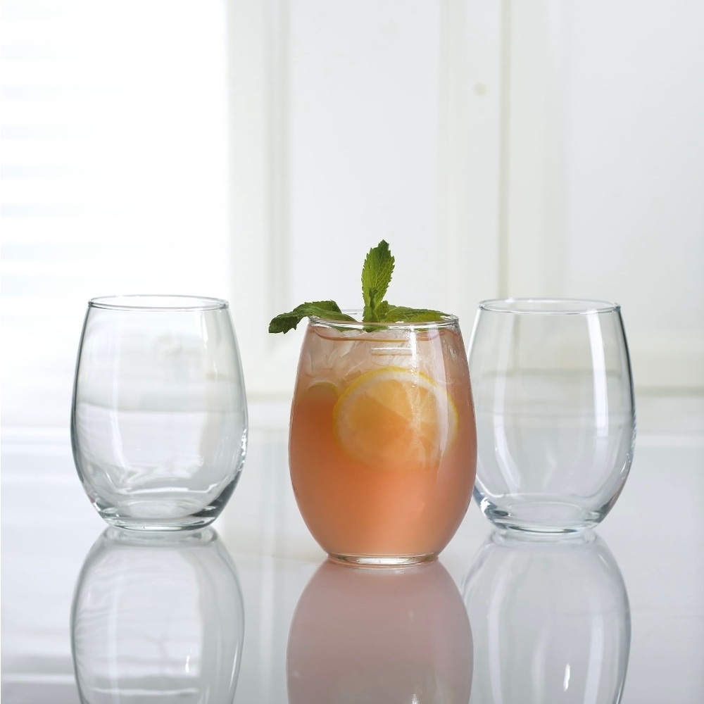 NWOT Set of 3 Luminarc 15 oz. Cachet Clear Stemless Wine Water Glass